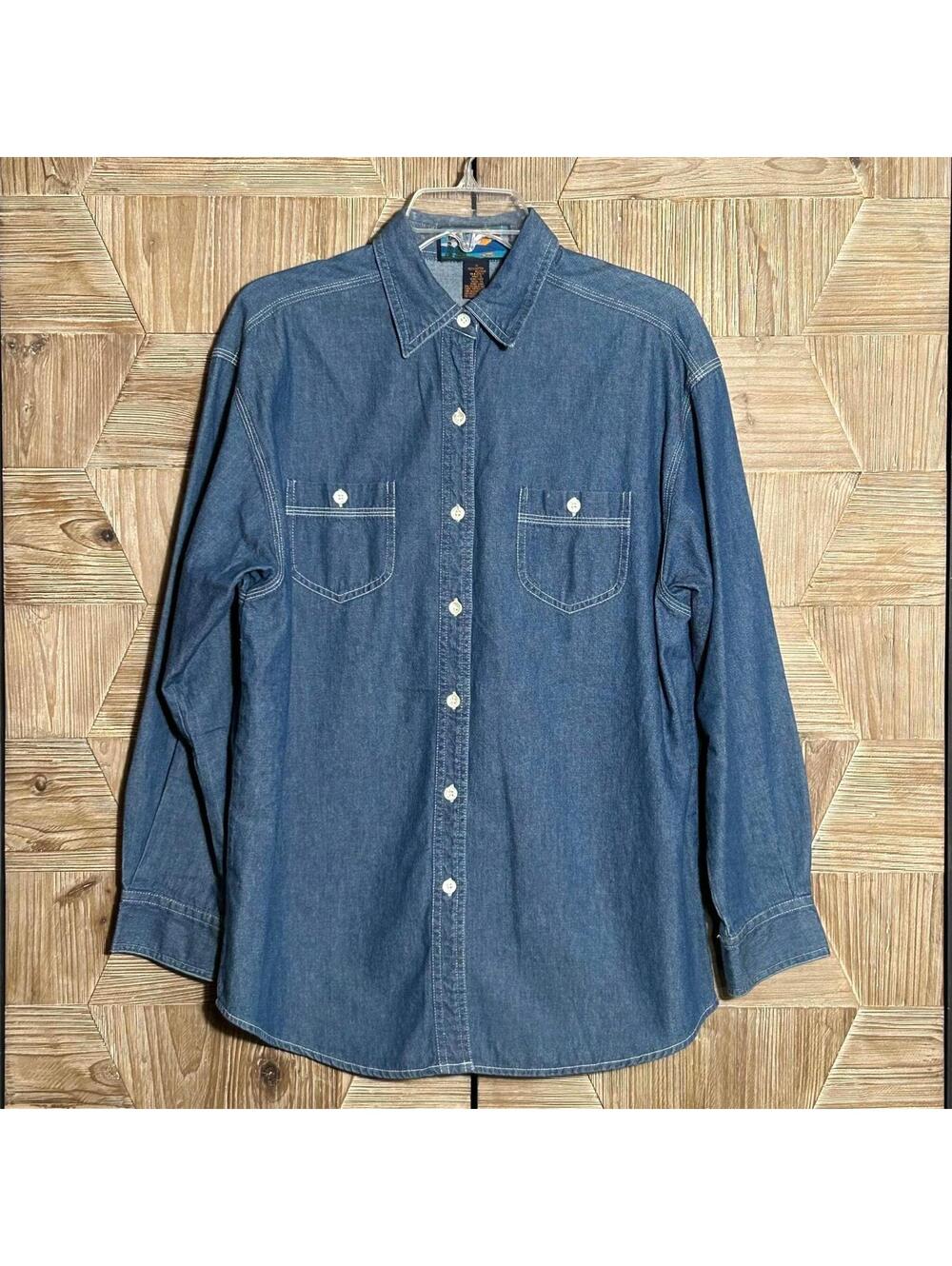 Shaver Lake Women's Denim Long Sleeve Button Front Shirt Size M Western Casual
